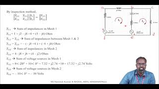 MESH ANALYSIS OF CIRCUITS EXCITED BY AC SOURCES  Mr R Ramesh Kumar Asst Prof EEE MITS [upl. by Sylado]