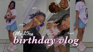 MY 15TH BIRTHDAY VLOG grwm shopping nails pictures dinner hairetc [upl. by Nahtal]