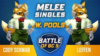 Cody Schwab Fox vs Leffen Fox  Melee Singles Winners Top 48  Battle of BC 5 [upl. by Astri]