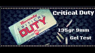 Hornady Critical Duty 135gr 9mm Ballistic Gel Test HD [upl. by Assirat16]