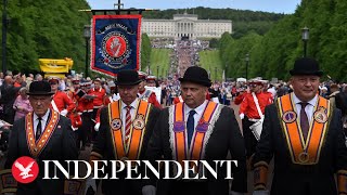 Northern Ireland centenary Tens of thousands march in Belfast city centre to mark occasion [upl. by Eva]