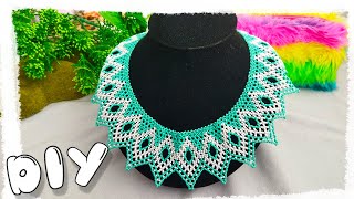 DIY Necklace made of beads in gray and green colors Beadwork [upl. by Anh]