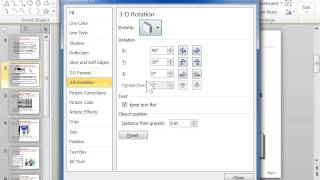 PowerPoint 2010 Format an Object Using the 3D Rotation Pane [upl. by Redep]