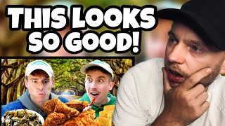 Brit Reacts to Brits try REAL Southern Fried Chicken for the first time [upl. by Elleda]