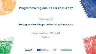 Presentazione bando Sostegno allo sviluppo delle startup innovative [upl. by Aysan]