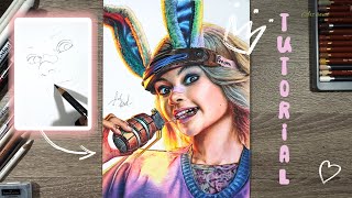 Tutorial with pencils drawing Borderlands quotTiny Tinaquot  Туториал рисования карандашами Бордерлендс [upl. by Yduj]