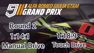 Asphalt 9  Alfa Romeo Giulia Gtam Grand Prix  Round 2  Manual Drive 1141  TouchDrive 1189 [upl. by Weidman]