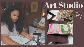 ART STUDIO VLOG ✏️ HOW TO EXPERIMENT WITH A NEW SKETCHBOOK TECHNIQUE [upl. by Baynebridge]