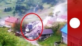 Video Landslide destroys house in Bosnia as heavy floods hit Balkans [upl. by Ynettirb]