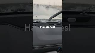 Hailstones collecting at the base of the windshield [upl. by Yruoc]