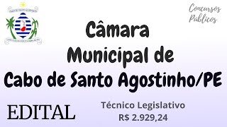 Análise do Edital da Câmara de Cabo de Santo AgostinhoPE  Técnico Legislativo  INDEC [upl. by Neyu]