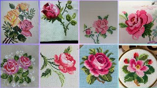 Floral cross stitch Hand embroidery thick cotton  Beautifull Hand cross stitch [upl. by Melia]