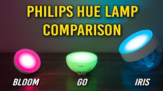 Philips Hue Bloom Iris and Go Smart Lamp Comparison Which Should You Buy [upl. by Noxin836]