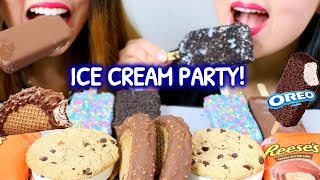 ASMR ICE CREAM PARTY OREO REESES CHOCO TACO 아이스크림 리얼사운드 먹방 アイスクリーム 冰淇淋 Kem cây  KimampLiz ASMR [upl. by Anileva414]