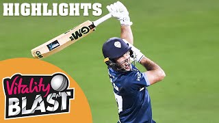 Lancashire v Derbyshire  Davies Smashes 82 Before Close Finish  Vitality Blast 2020  Highlights [upl. by Doss964]