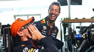 F1 Sim 3 Driver Challenge feat Daniel Ricciardo Max Verstappen and Checo Perez [upl. by Louanna]