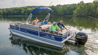 SUN TRACKER Boats FISHIN BARGE 22 DLX Fishing Pontoon [upl. by Saalocin696]