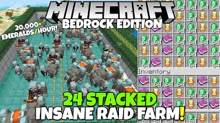 Minecraft Bedrock 24 STACKED AFK RAID FARM 20000 EmeraldsHr Pillager Outpost Farm [upl. by Dola420]