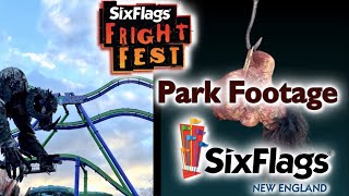 Six Flags New England Fright Fest 2023  Park Footage  Agawam Massachusetts [upl. by Anaugal346]