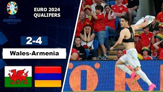 Wales 24 Armenia Kieffer Moore sent off in chaotic Euro 2024 qualifier as Wales flounder [upl. by Nauq944]