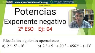 Potencias José Jaime Mas 2eso 04 potencias 04 operaciones con exponente negativo [upl. by Abbe]