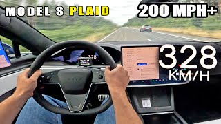 TESLA PLAID TRACK PACK 1020HP  0328KMH 0205MPH  STANDING MILE [upl. by Bysshe]