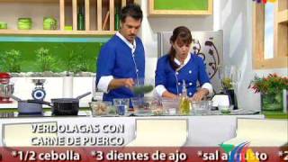 Verdolagas en salsa verde con carne de puercoReceta [upl. by Vey129]