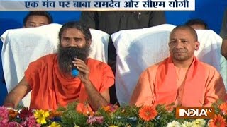 UP CM Yogi Adityanath and Yoga Guru Baba Ramdev addresses conference over Yog Mahotsav [upl. by Zhang]