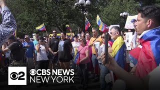 Hundreds protest Venezuelan election results in Union Square [upl. by Atekihc]