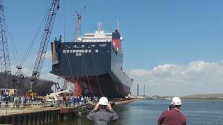 VT Halter Marine launch of the El Coqui 32017 [upl. by Ennayrb]