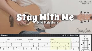 Stay With Me  Miki Matsubara  Fingerstyle Guitar  TAB  Chords  Lyrics [upl. by Ahseina]