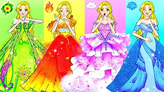 DIY Paper Dolls amp Crafts  Fire Water Air and Earth Girl  Barbie Transformation Handmade [upl. by Eelessej]