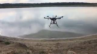 GPR attached to drone to collect bathymetric data [upl. by Ahsaetan]