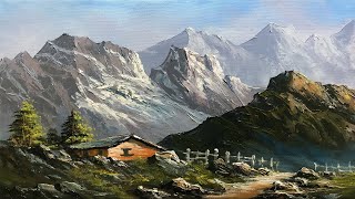 Easy Landscape Painting  Step By Step Painting Tutorial  How to Paint Landscape Scenery Landscape [upl. by Akinimod]