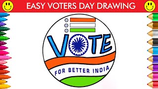 National Voters Day Easy Drawing  मतदाता जागरूकता ड्राइंग  Voters Awareness Drawing  Voters Day [upl. by Yvon]