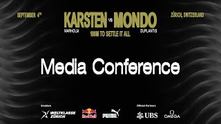 Karsten vs Mondo Press Conference – 100 m on 4th September in Zurich [upl. by Cornela]