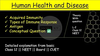 Human Health amp Disease L2 ✅ Acquired Immunity Types of Immunity Response Antigen in detail A008 [upl. by Alym501]