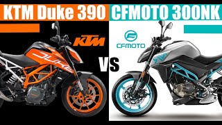 KTM Duke 390 vs CFMOTO 300NK 2023 [upl. by Wilden]