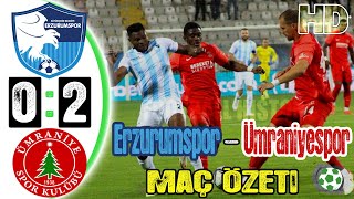 Erzurumspor 02 Ümraniyespor Maç Özeti  HD  14092021 [upl. by Lynad]