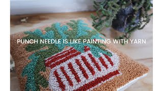 Punch needle is like painting with yarn A new punch needle pillow coming to life shorts [upl. by Inhoj76]