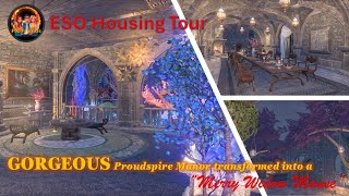 Festive ESO Housing Tour with Friends  Rhya310s Proudspire Manor quotMerry Widow Mansequot [upl. by Yenot]