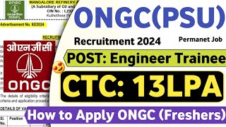 Ongc Notification OUT 🔥 Freshers CTC13LPA Job Vacancy 2024 ONGC Recruitment 2024  Latest Jobs [upl. by Goar]