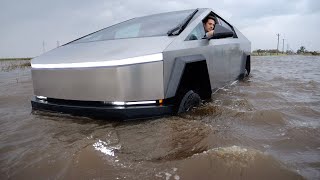 How Deep Can Tesla Cybertruck Drive in Water Wade Mode Test [upl. by Ahsinehs]