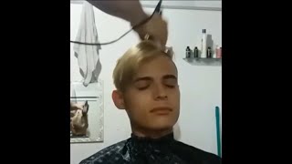 Boy getting his bleached hair totally shaved to the scalp [upl. by Noemys146]