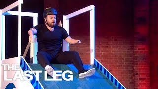 Alex Brooker Goes Flying Down An quotAccessiblequot Slip And Slide The Last Leg [upl. by Annuhsal]