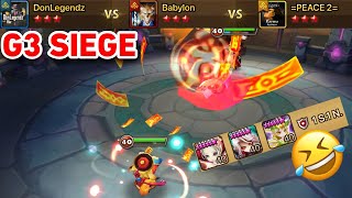 G3 Siege  DonLegendz vs Babylon vs PEACE 2  summonerswar [upl. by Rosabelle976]