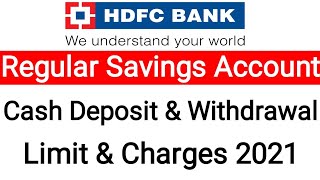 Hdfc bank cash withdrawal limit deposit limit  Hdfc bank cash withdrawal deposit charges [upl. by Enneira]