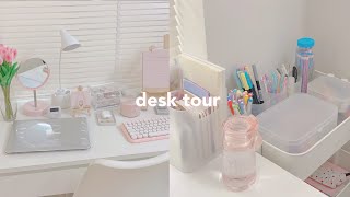 aesthetic desk setup  tour  organizing my stationeries 🍡 [upl. by Brezin]