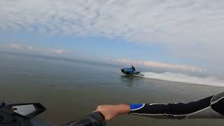 Skimming across the Sea on an RXPX300RS Seadoo jetski with 385 BHP [upl. by Felise]