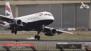 WINDY LANDINGS AT LONDON HEATHROW  FULL SHOW [upl. by Ber]